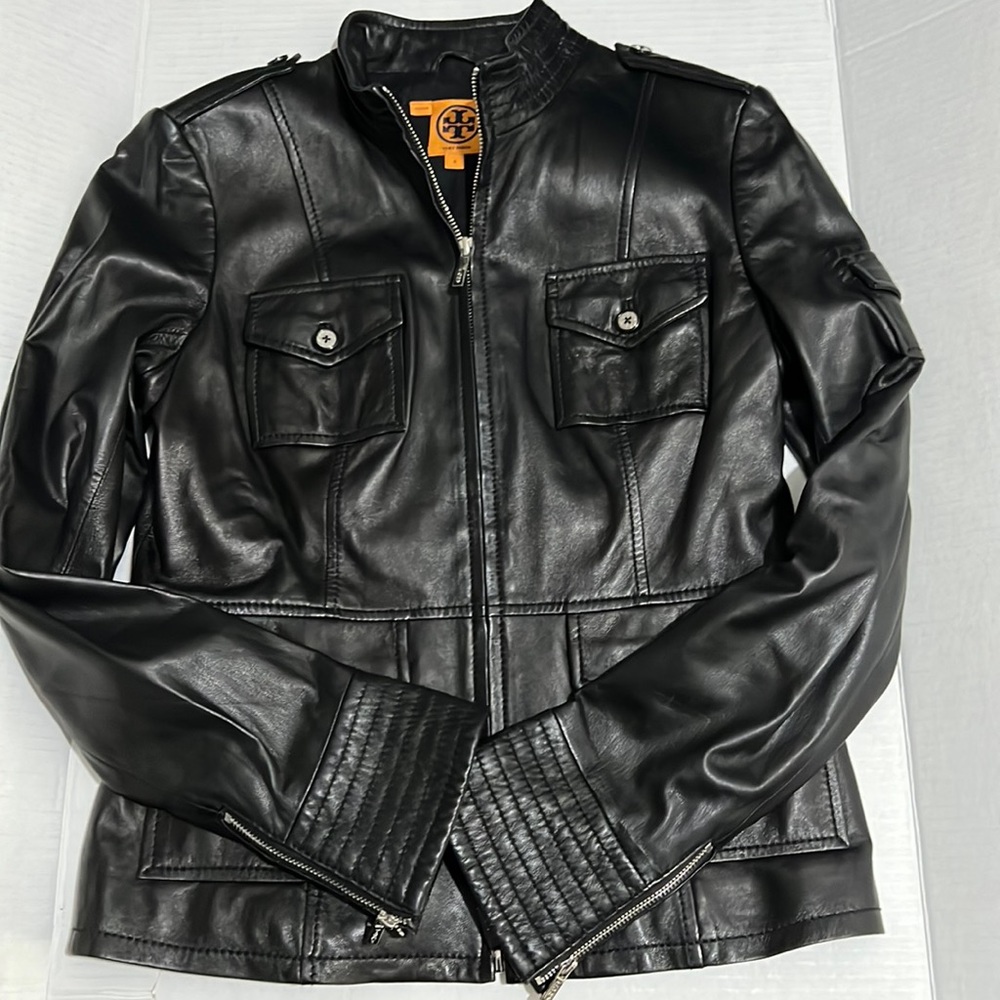Tory Burch black leather jacket. Like new. Size 6